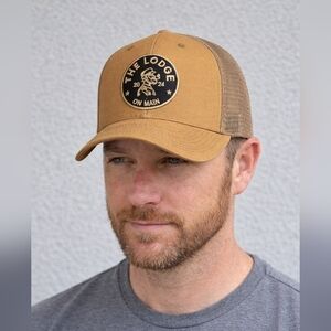 Truker Men's Hat Outdoor Cap One Size Mesh Back The Lodge 2024 Tan Black Color
